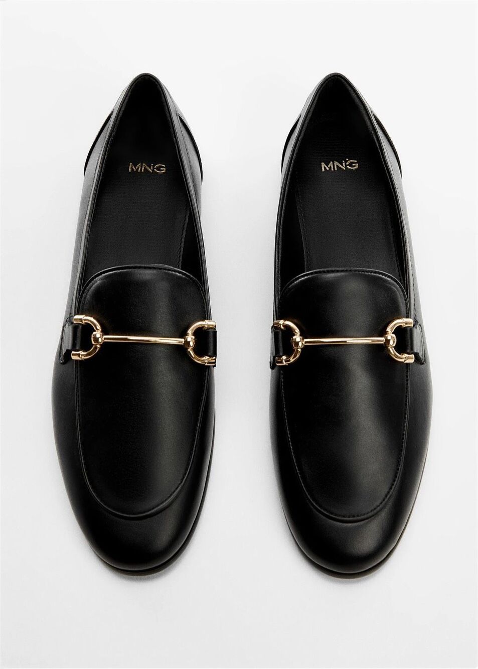 MNG by MANGO Leather Horsebit Loafers Black Womens 38 US 7.5 NEW